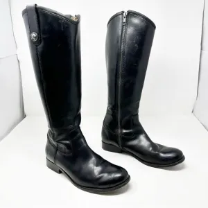 Frye Black Leather Tall Zip Riding Equestrian Boots Womans 7.5