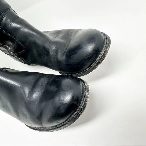 Frye Black Leather Tall Zip Riding Equestrian Boots Womans 7.5