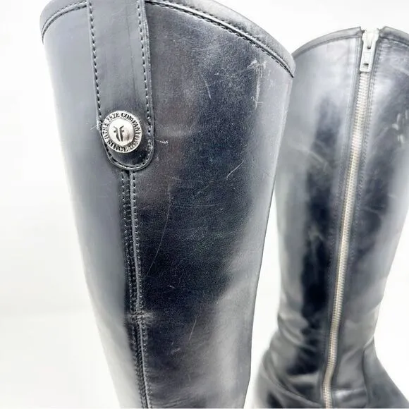 Frye Black Leather Tall Zip Riding Equestrian Boots Womans 7.5