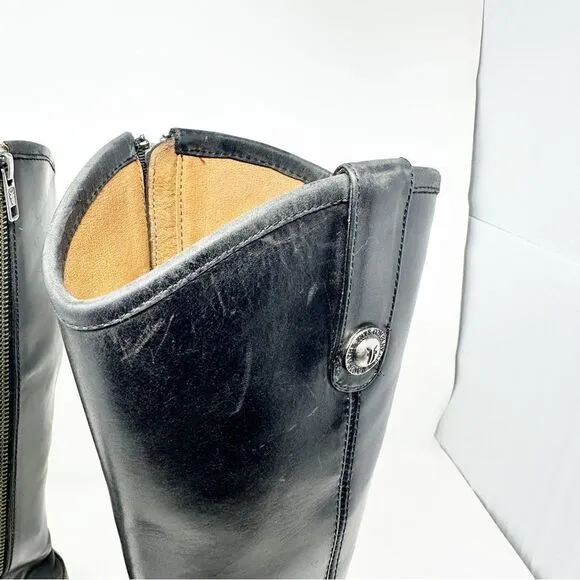 Frye Black Leather Tall Zip Riding Equestrian Boots Womans 7.5