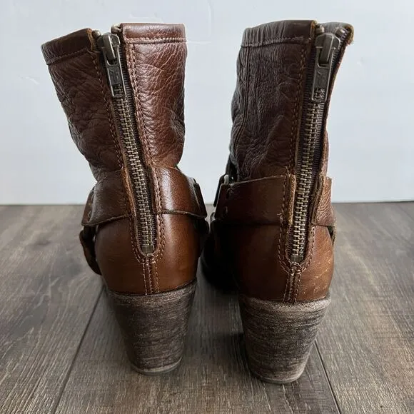 Frye Boots Tabitha Womens Sz 10 Cognac Brown Leather Harness Western Equestrian