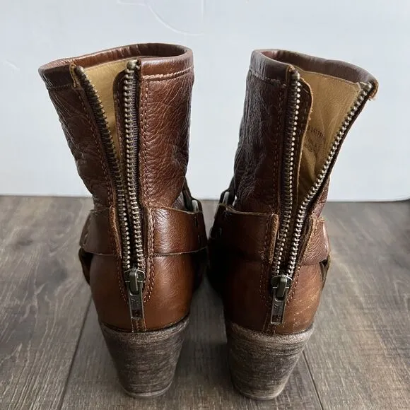 Frye Boots Tabitha Womens Sz 10 Cognac Brown Leather Harness Western Equestrian