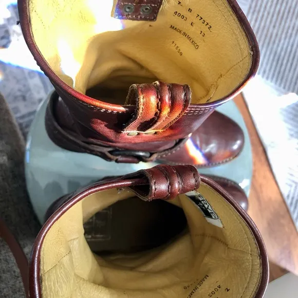 Frye Brown Leather Boots with Buckle Detail