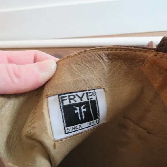 FRYE Celia x Stitch Brown Leather Tall Pull On Riding Boots Western - Size 9.5