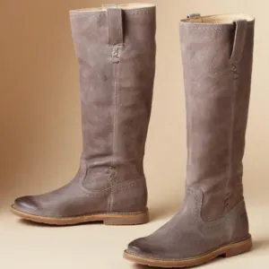 FRYE Celia x Stitch Brown Leather Tall Pull On Riding Boots Western - Size 9.5