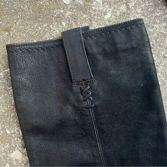 Frye | Celia X Stitch Pull On Tall Black Leather Riding Boots