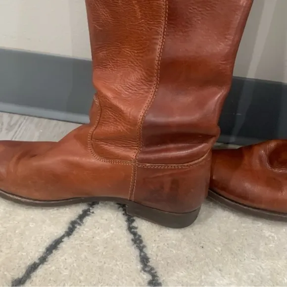 Frye Cowboy Riding Boots Melissa Button 2 in Cognac Brown