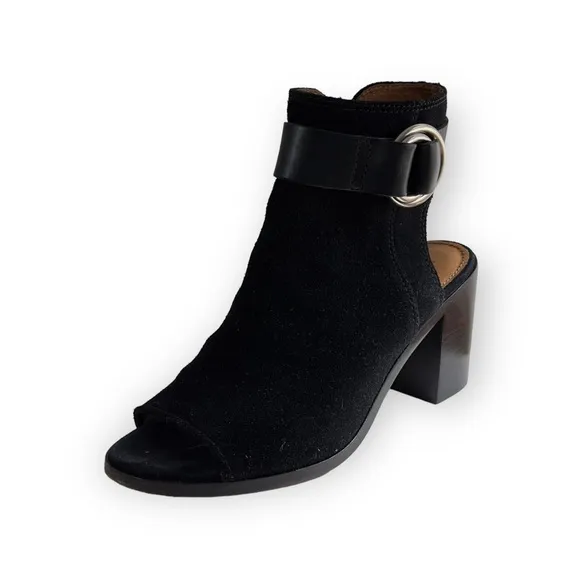 Frye Danica Suede Harness Ankle Boots Black Size 7