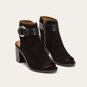 Frye Danica Suede Harness Ankle Boots Black Size 7