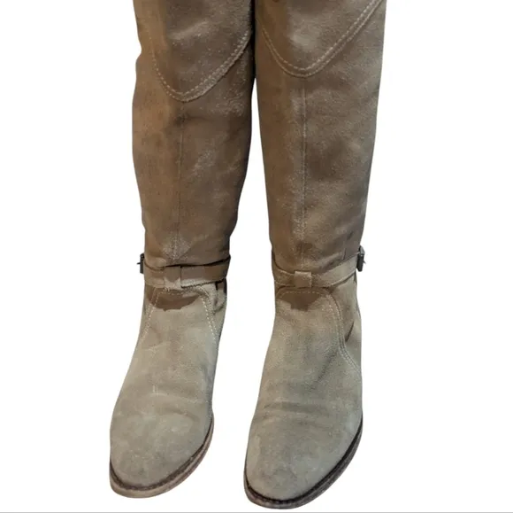 Frye Dorado Suede Boots Tan Size 8 Sand Suede Knee High Boho Classic Preppy