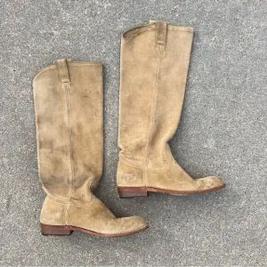 Frye Dorado tan suede leather knee high slouchy riding boots 77070 Size 7.5M
