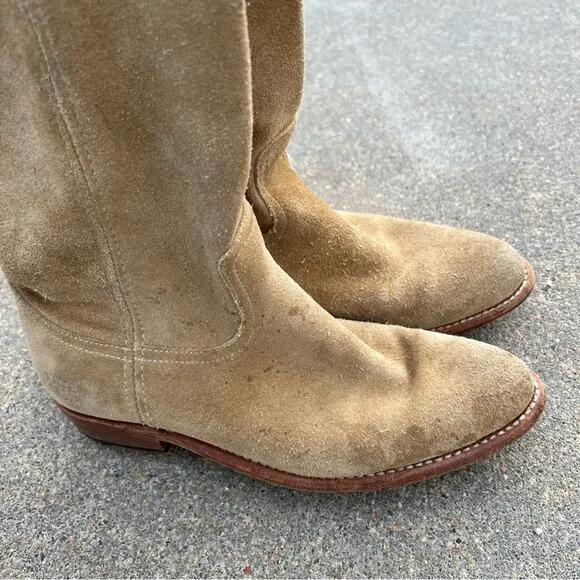 Frye Dorado tan suede leather knee high slouchy riding boots 77070 Size 7.5M