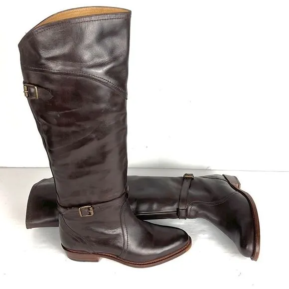 FRYE Dorado Riding Dark Brown Leather Boots