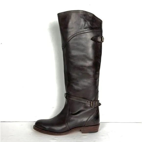 FRYE Dorado Riding Dark Brown Leather Boots