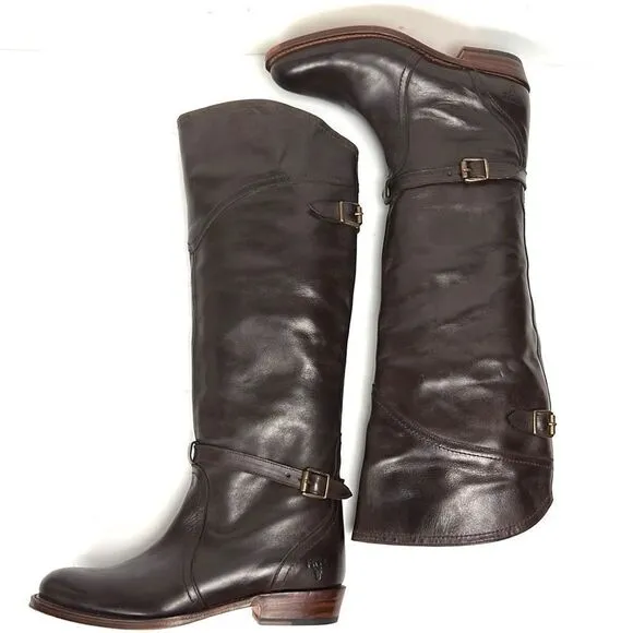 FRYE Dorado Riding Dark Brown Leather Boots
