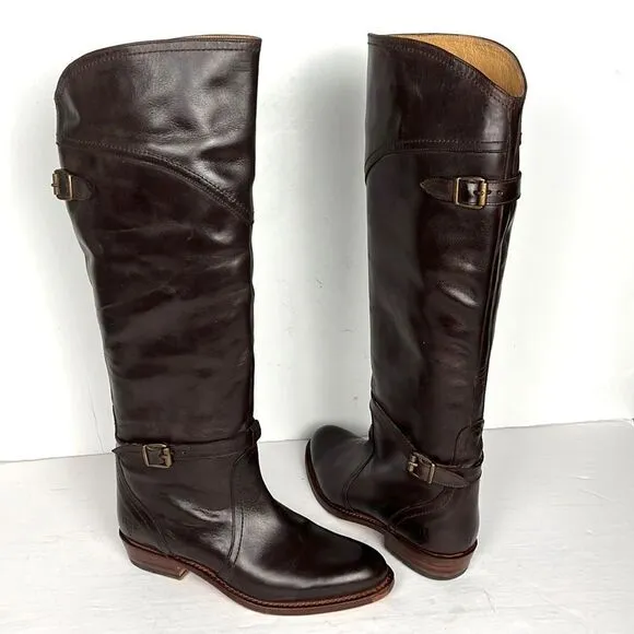 FRYE Dorado Riding Dark Brown Leather Boots