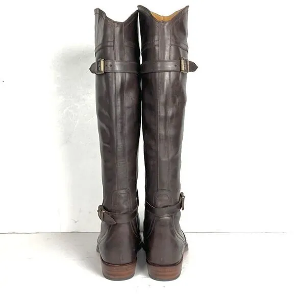 FRYE Dorado Riding Dark Brown Leather Boots