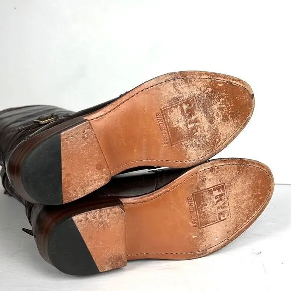 FRYE Dorado Riding Dark Brown Leather Boots