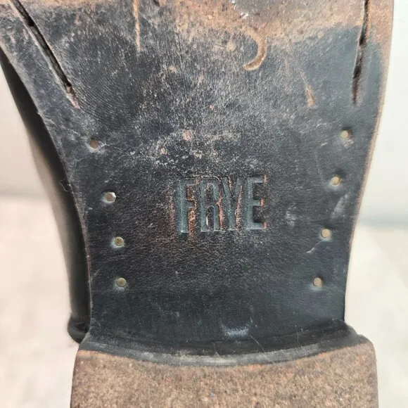 Frye Equestrian Boots Sz 6.5 Black Leather Knee High Tall Western Riding Harness