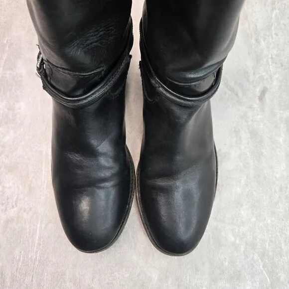 Frye Equestrian Boots Sz 6.5 Black Leather Knee High Tall Western Riding Harness