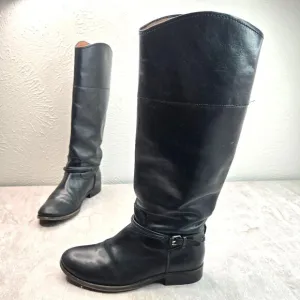 Frye Equestrian Boots Sz 6.5 Black Leather Knee High Tall Western Riding Harness