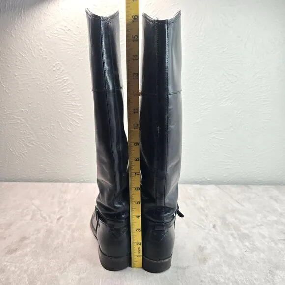 Frye Equestrian Boots Sz 6.5 Black Leather Knee High Tall Western Riding Harness