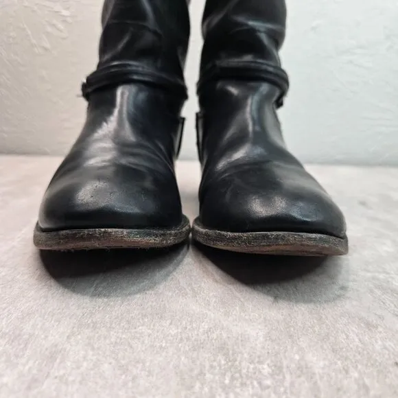 Frye Equestrian Boots Sz 6.5 Black Leather Knee High Tall Western Riding Harness