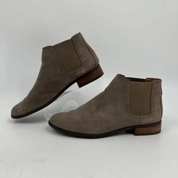 Frye Gray Suede Pull-On Ankle Boots | Size 8.5