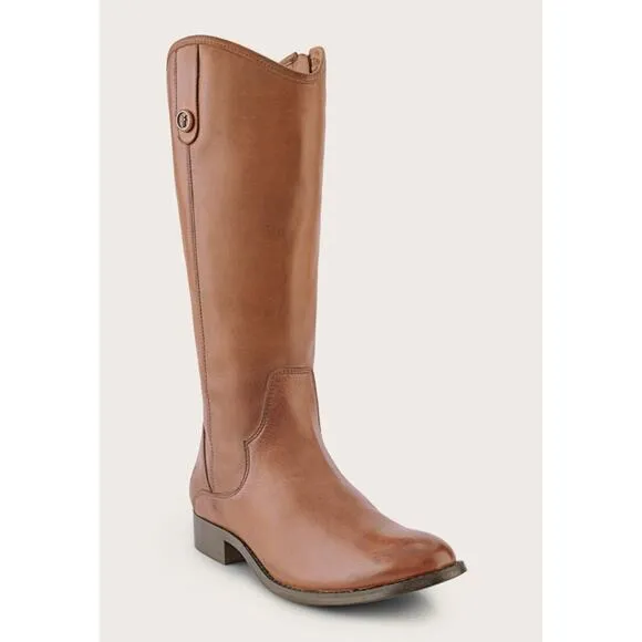 Frye Marissa Medallion Cognac Brown Leather Riding Boots 7 NEW