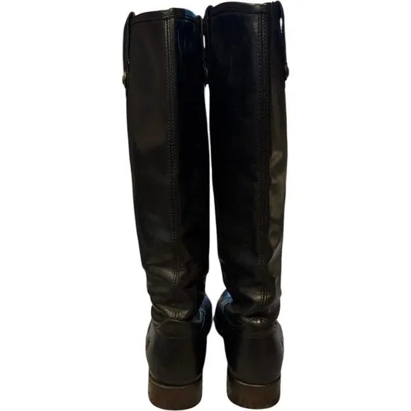 FRYE MELISSA BUTTON Black Riding Leather Knee high Equestrian Boots Womens Sz 7