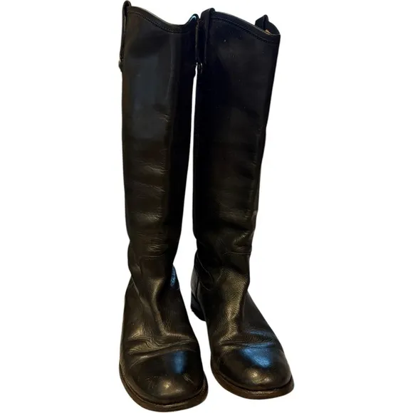 FRYE MELISSA BUTTON Black Riding Leather Knee high Equestrian Boots Womens Sz 7