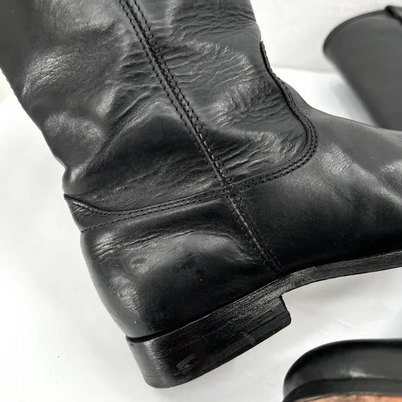 FRYE Melissa Button Boot Shoes Womens 6 Black Knee High Pull On Leather *FLAWED