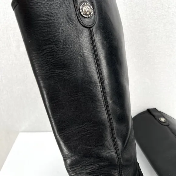 FRYE Melissa Button Boot Shoes Womens 6 Black Knee High Pull On Leather *FLAWED