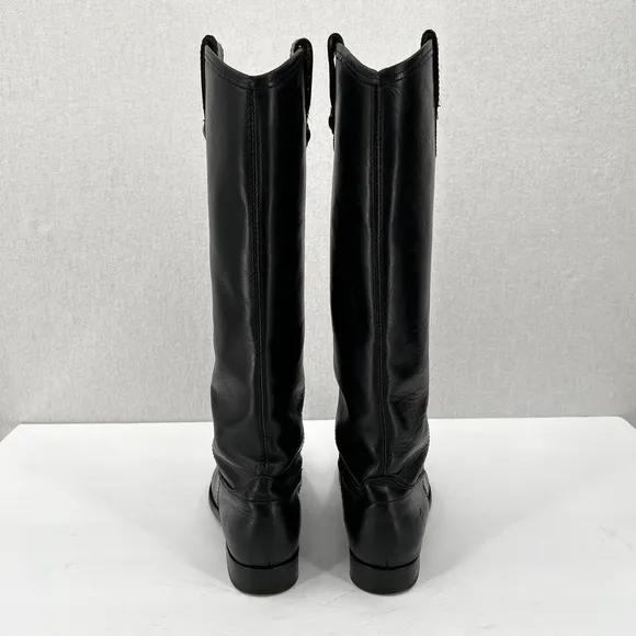 FRYE Melissa Button Boot Shoes Womens 6 Black Knee High Pull On Leather *FLAWED