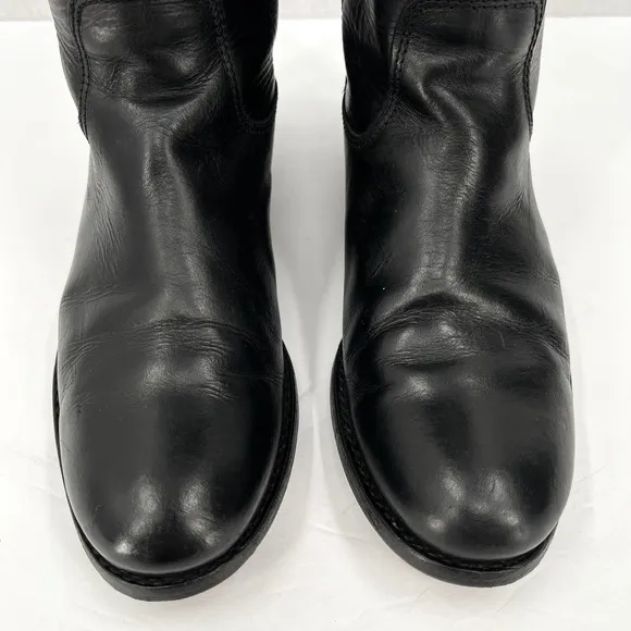 FRYE Melissa Button Boot Shoes Womens 6 Black Knee High Pull On Leather *FLAWED