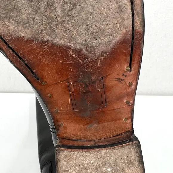 FRYE Melissa Button Boot Shoes Womens 6 Black Knee High Pull On Leather *FLAWED