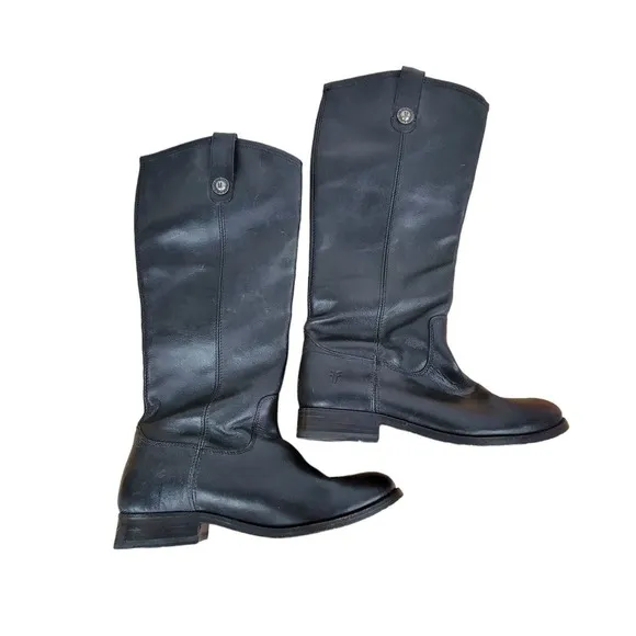 Frye Melissa Button Boots Womens 6B Black Leather Riding Equestrian 77167 Tall