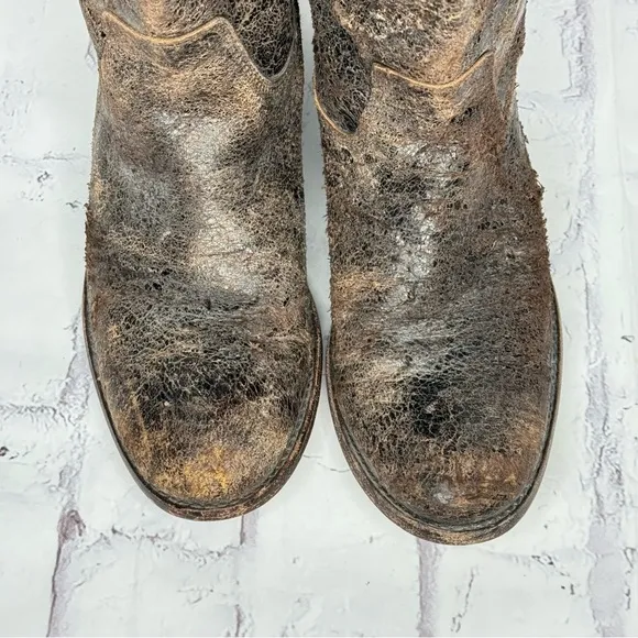 Frye Melissa Button Glaze Distressed Leather Tall Riding Boots 7.5 Western 77164