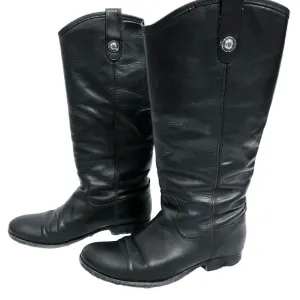 Frye Melissa Button Knee-High Riding Size 8.5 B Black Leather #77167 Equestrian