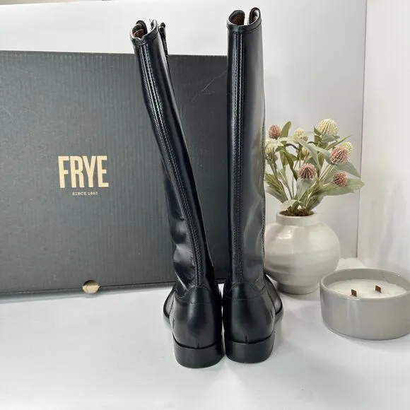 Frye Melissa Button Leather Equestrian Tall Riding Boots Black Women 6M NWB