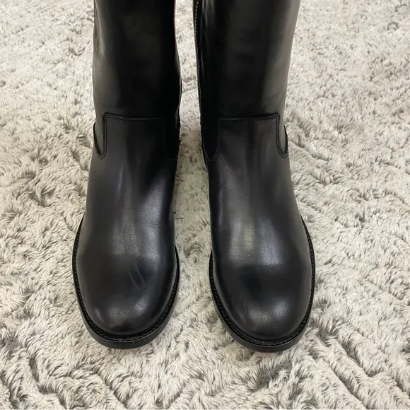 Frye Melissa Button Leather Tall Riding Boots sz 7B in Black