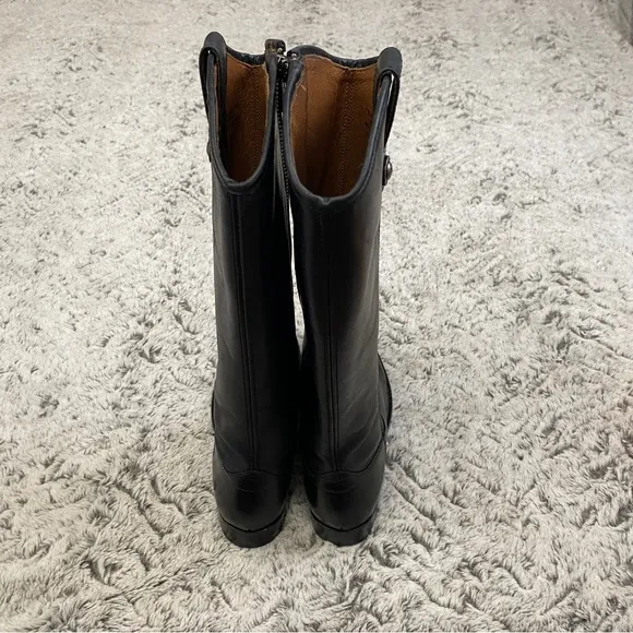Frye Melissa Button Leather Tall Riding Boots sz 7B in Black