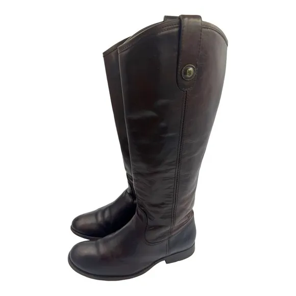 FRYE Melissa Button Riding Boots Dark Brown 5.5B