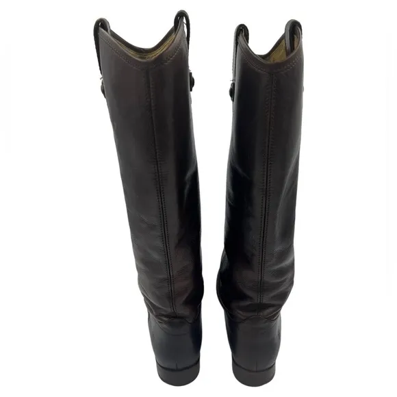 FRYE Melissa Button Riding Boots Dark Brown 5.5B