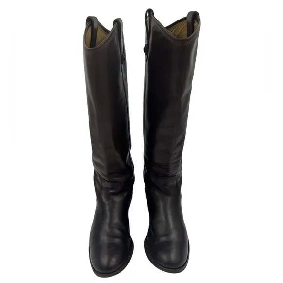 FRYE Melissa Button Riding Boots Dark Brown 5.5B