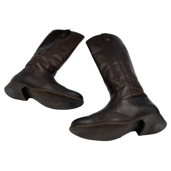 FRYE Melissa Button Riding Boots Dark Brown 5.5B