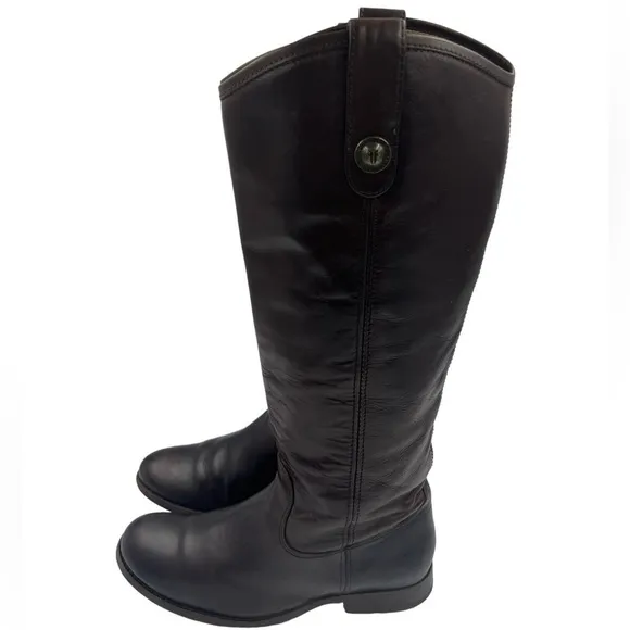 FRYE Melissa Button Riding Boots Dark Brown 5.5B