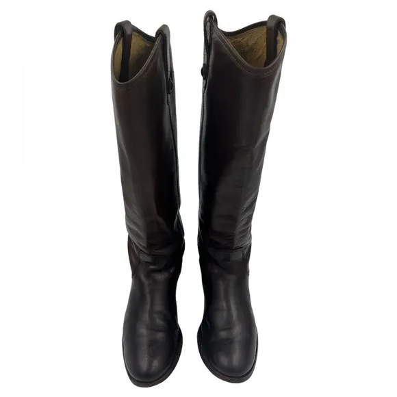 FRYE Melissa Button Riding Boots Dark Brown 5.5B