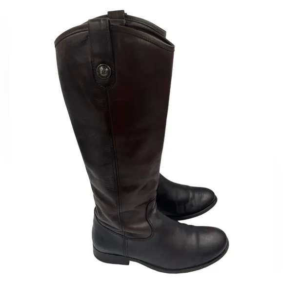 FRYE Melissa Button Riding Boots Dark Brown 5.5B