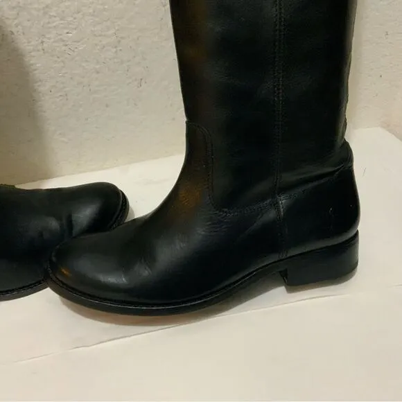 Frye Melissa Button Tall Leather Riding Boots Equestrian Boot Womens 6 Black